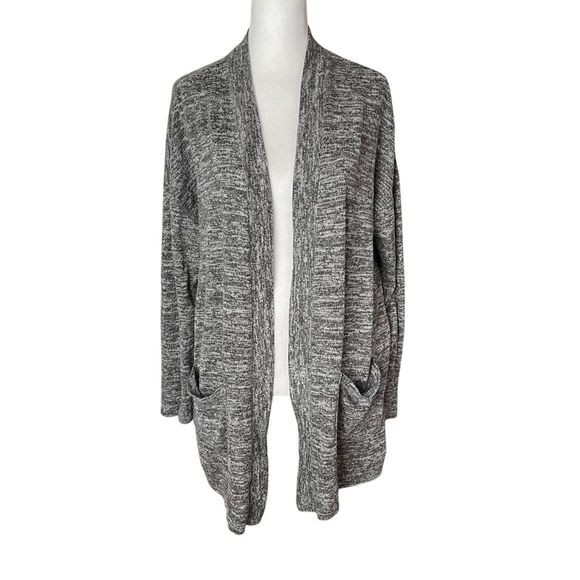 Harmony Balance Large Duster Sweater Gray Open Front Pockets Casual Soft - Picture 1 of 10